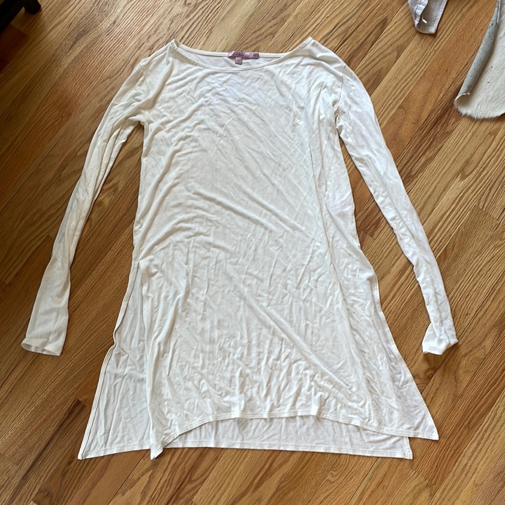 Long Sleeve Calypso Top White with Cut Outs XS